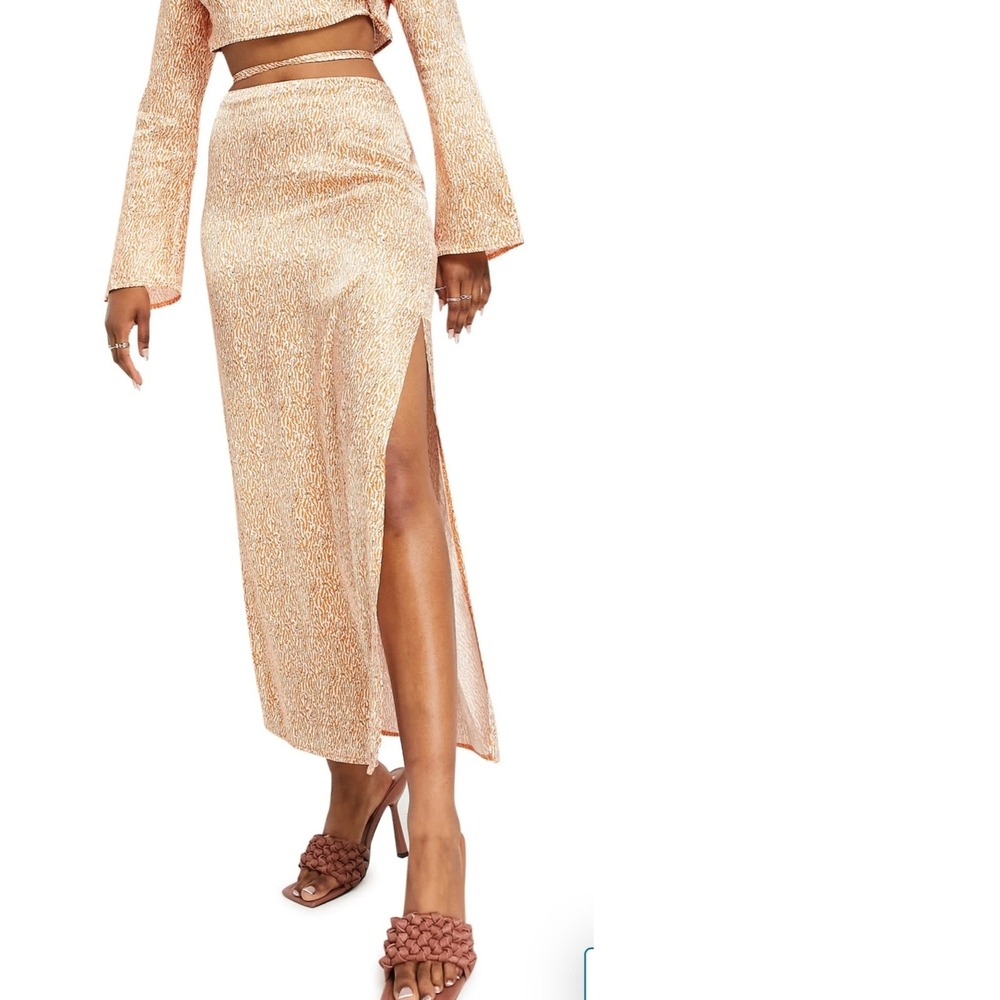 TOPSHOP‎ Tie Waist Satin Midi Skirt size 6